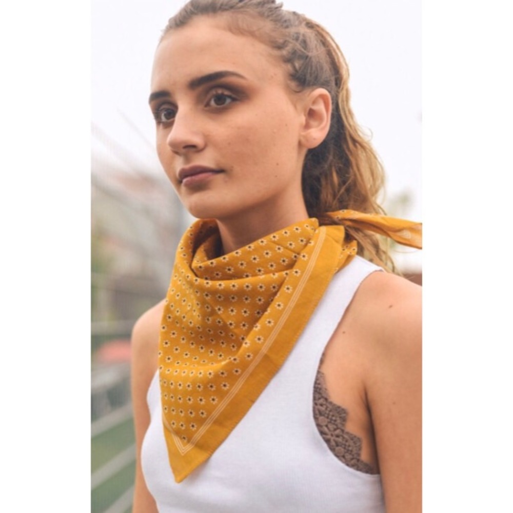 🔥CLEARANCE🔥Mustard Hair Tie Bandana Neckerchief - Picture 5 of 5